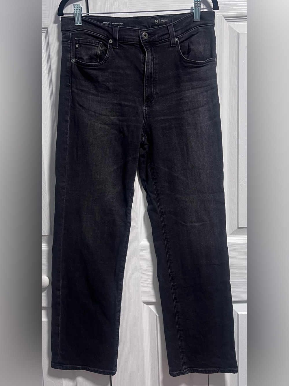 AG Jeans Brinley Mid Rise Straight Jeans in Black